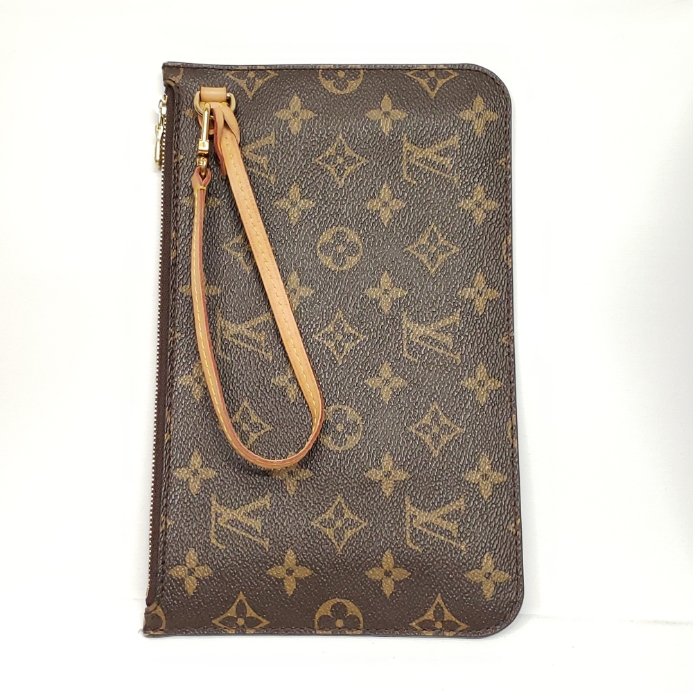 Authentic Louis Vuitton Neverfull Pochette Monogram Wristlet Clutch - Picture 4 of 14